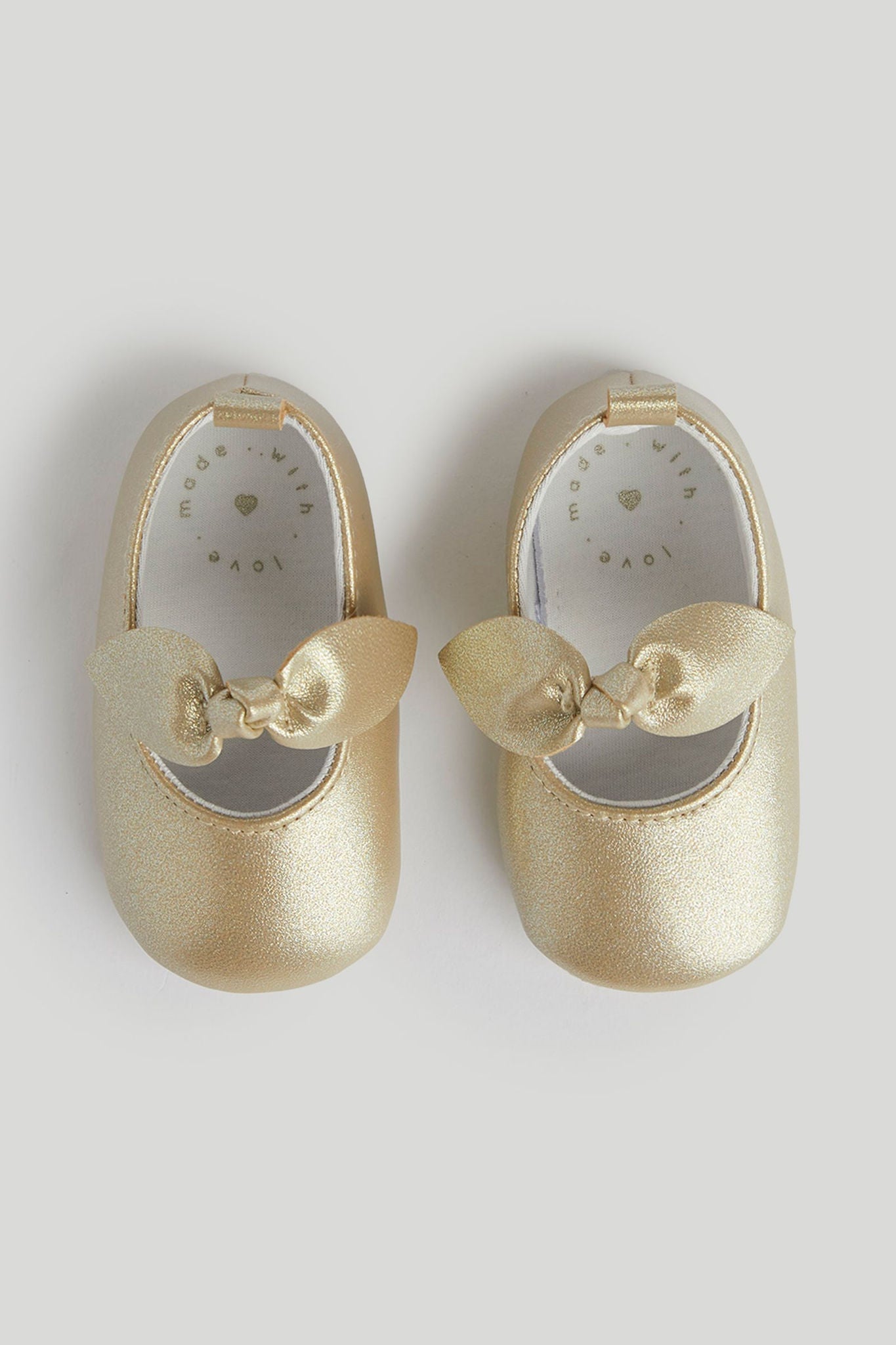 Gold Ballerina Pram Shoes