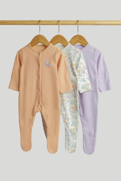 3 Pack Floral Sleepsuits - Multi / Up to 1 Month