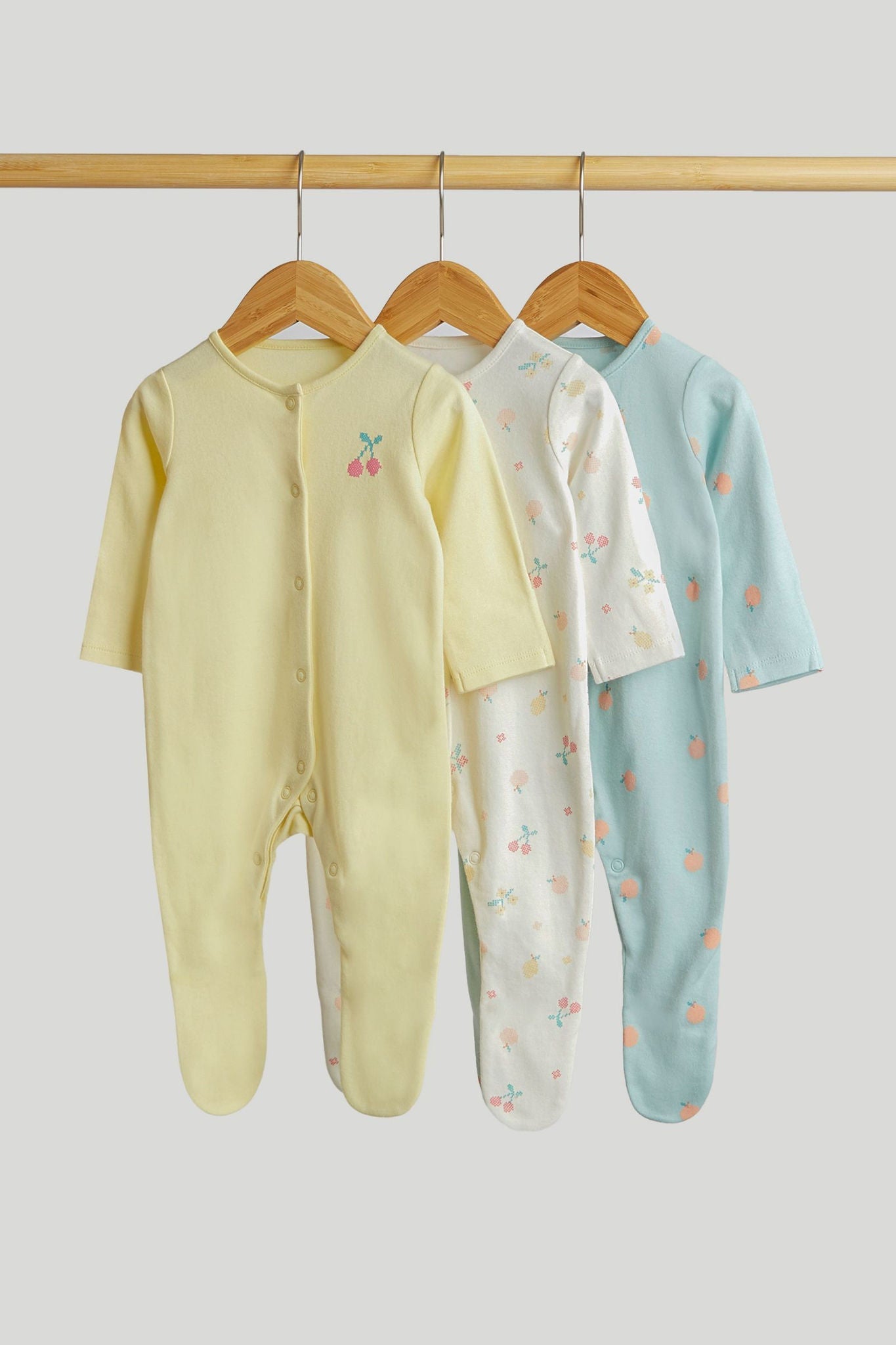 3 Pack Fruit Sleepsuits - Multi / Up to 1 Month