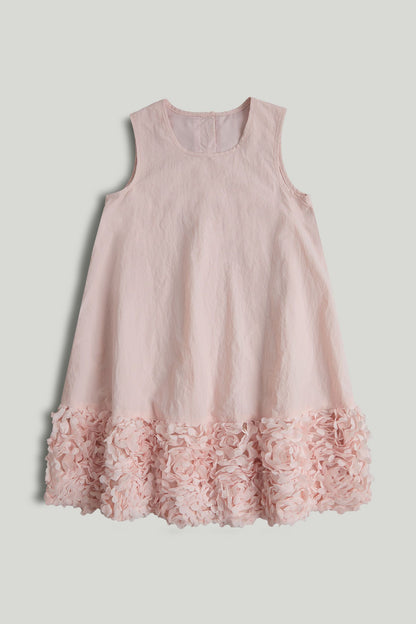 Pink Flower Hem Occasion Dress - Light Purple / 9-10 Years