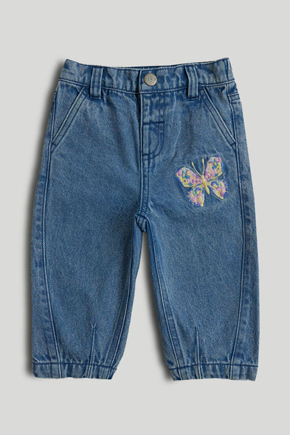 Barrel-Leg Denim Jeans - Blue / 12-18 Months