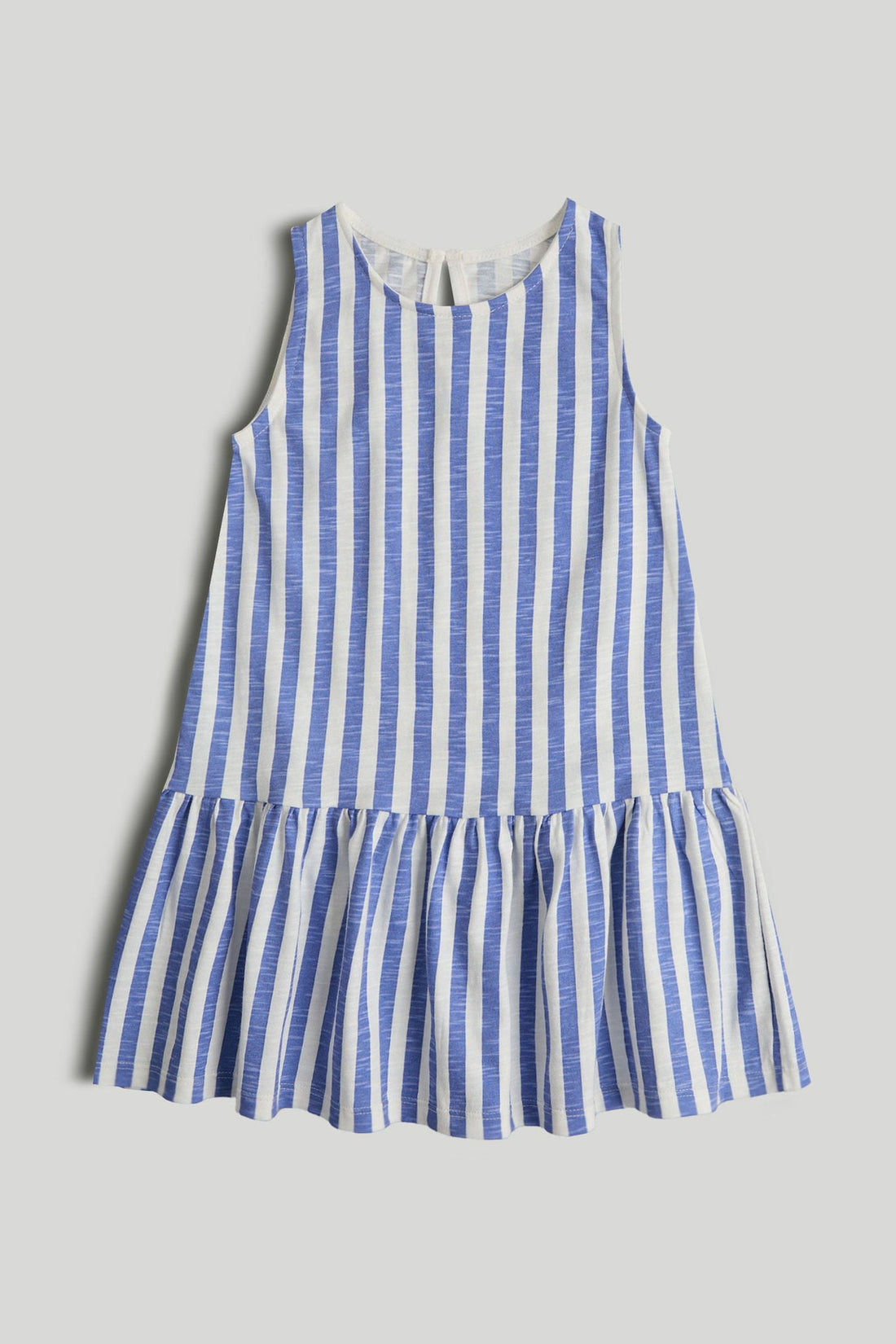 Blue Striped Frill Dress - Blue / 9-10 Years