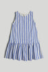 Blue Striped Frill Dress - Blue / 9-10 Years