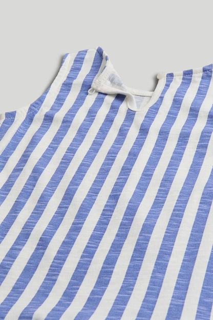 Blue Striped Frill Dress
