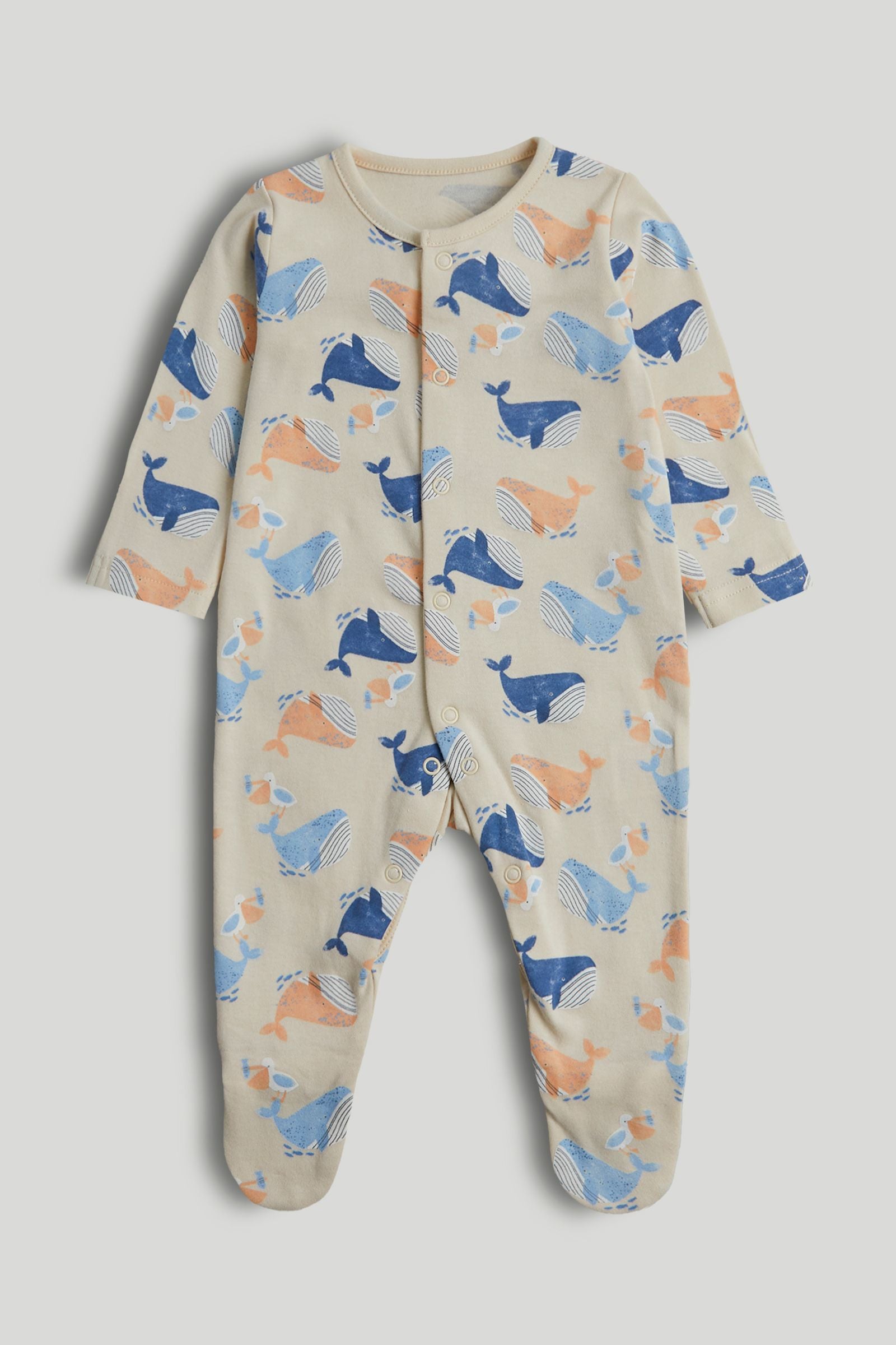 3 Pack Whale Sleepsuits
