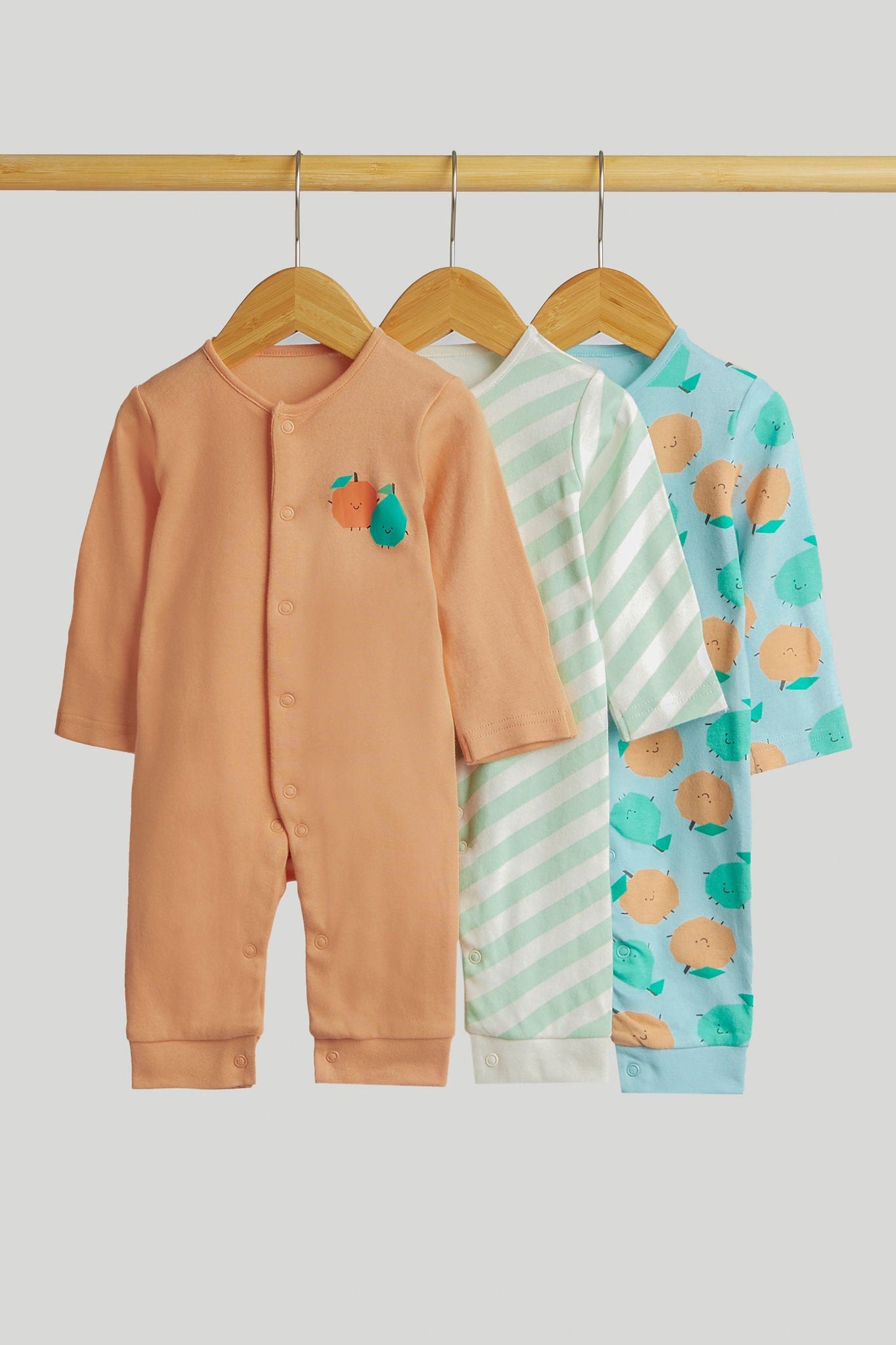 3 Pack Fruit Footless Sleepsuits