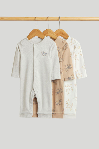 3 Pack Safari Footless Sleepsuits - Multi / Up to 1 Month
