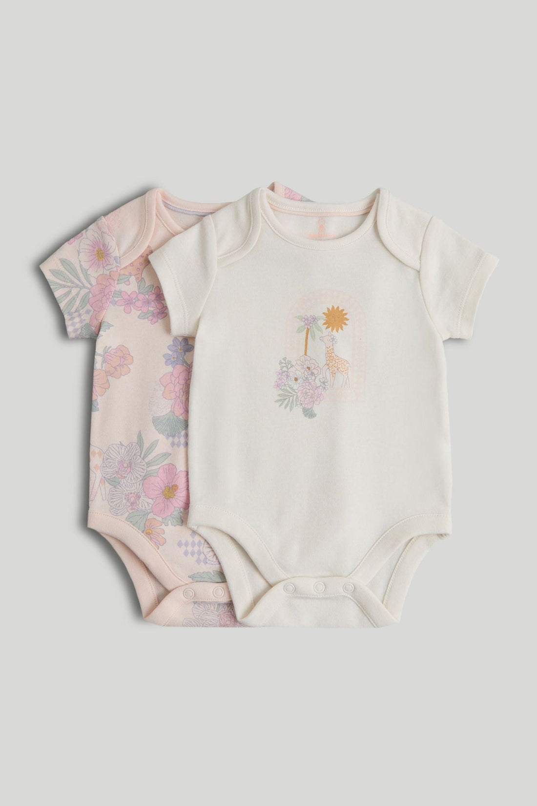 2 Pack Safari Short-Sleeved Bodysuits - White / Up to 1 Month
