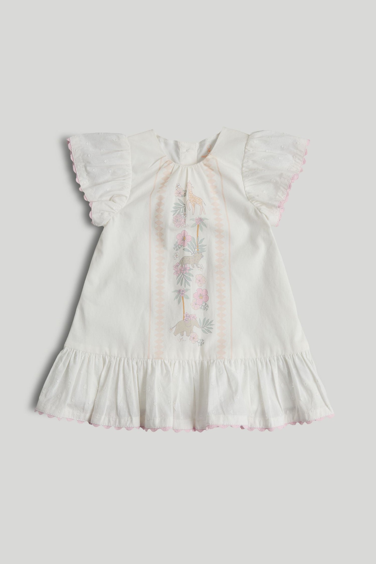 White Cotton Dress - Cream / Up to 1 Month