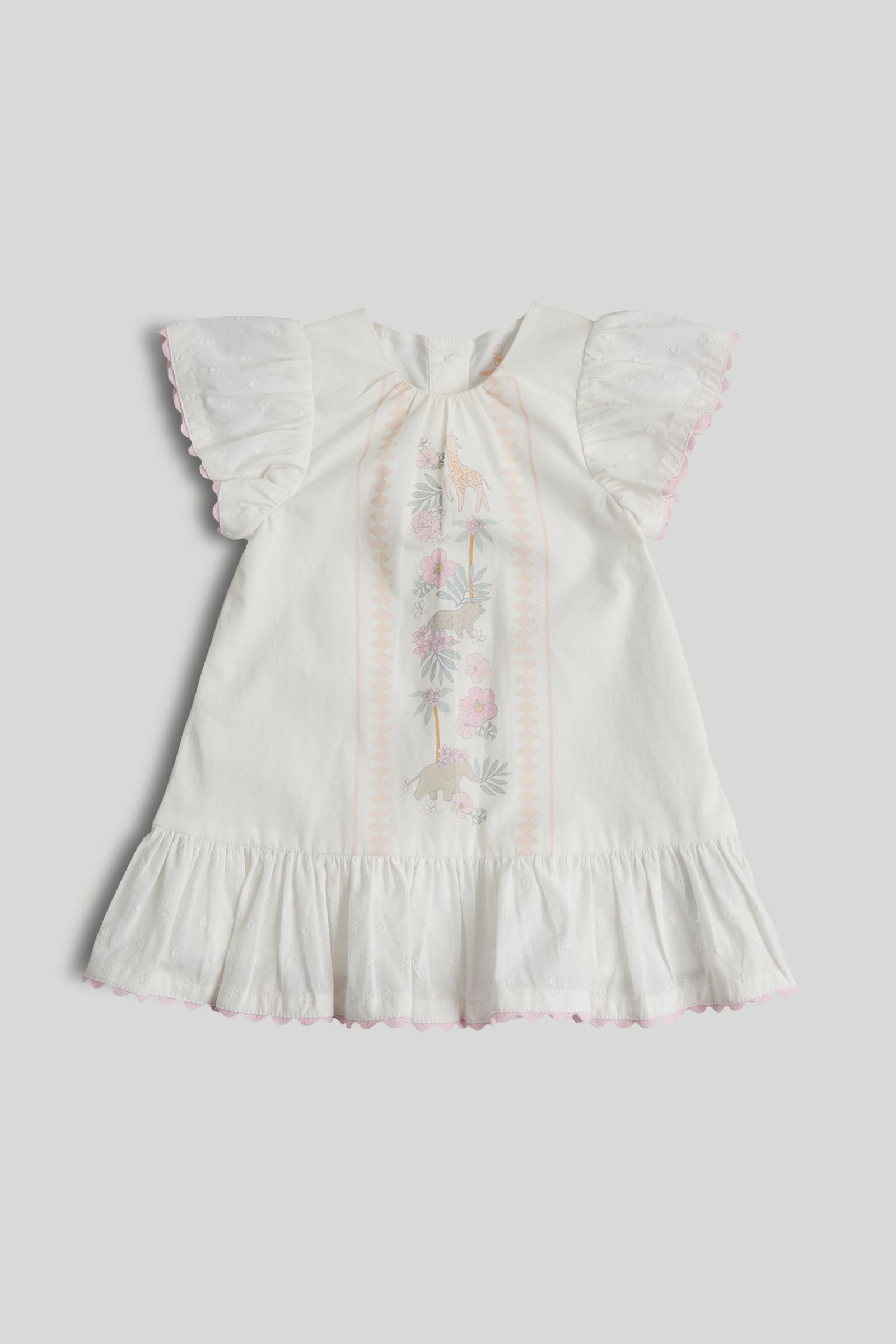 White Cotton Dress - Cream / Up to 1 Month