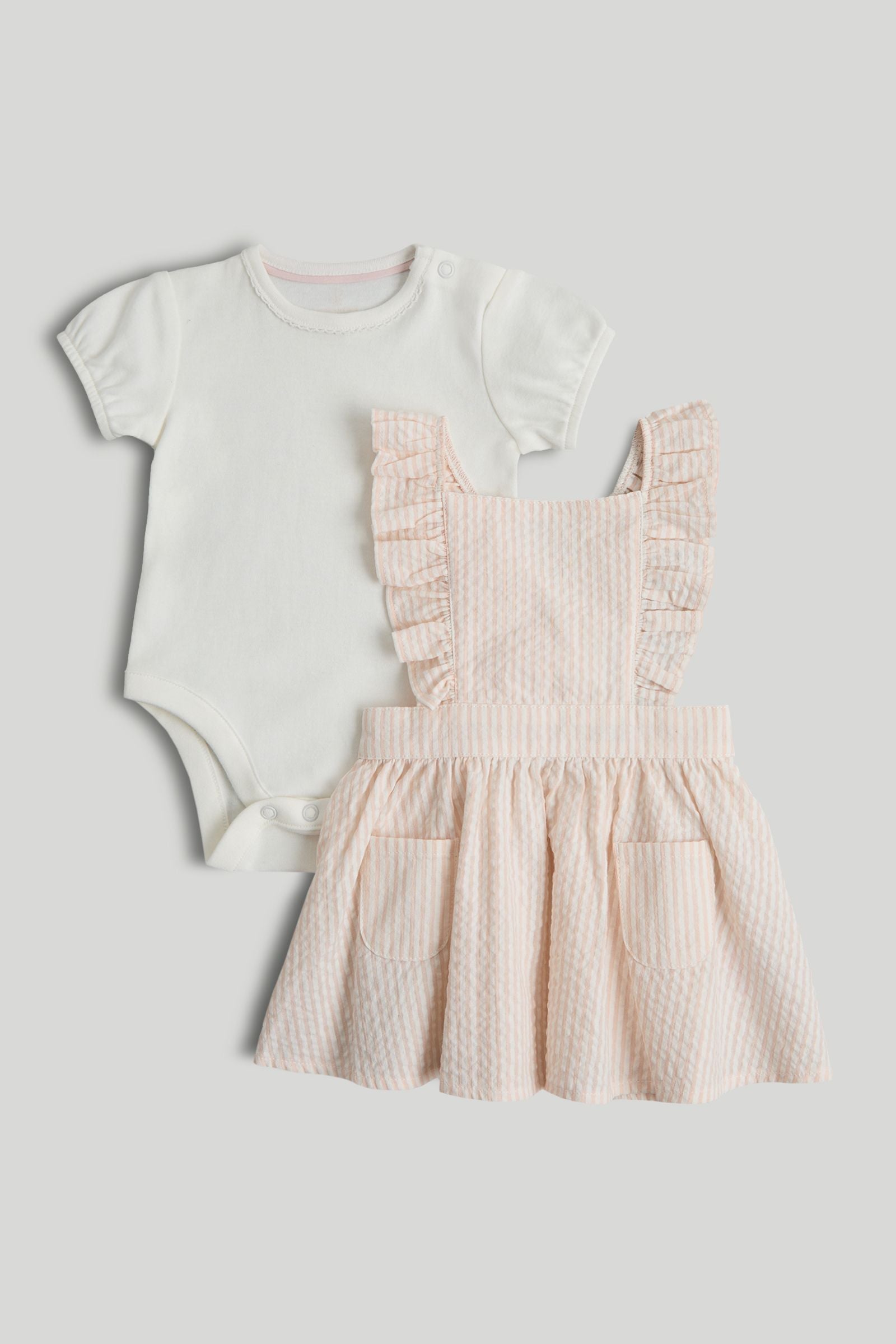 My First Pinny Dress and Bodysuit Outfit - Light Pink / Up to 1 Month