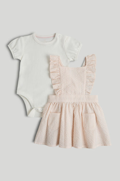 My First Pinny Dress and Bodysuit Outfit - Light Pink / Up to 1 Month