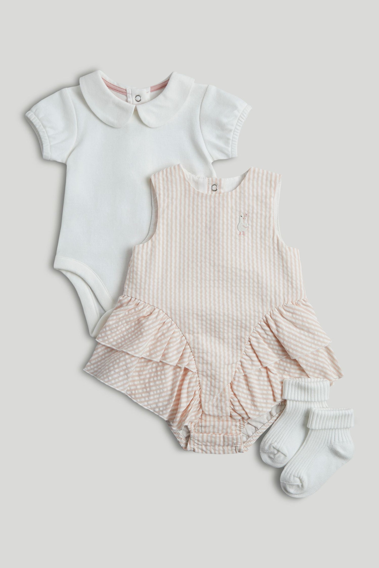 My First Bibshorts, Bodysuit and Socks Outfit - White / Up to 1 Month