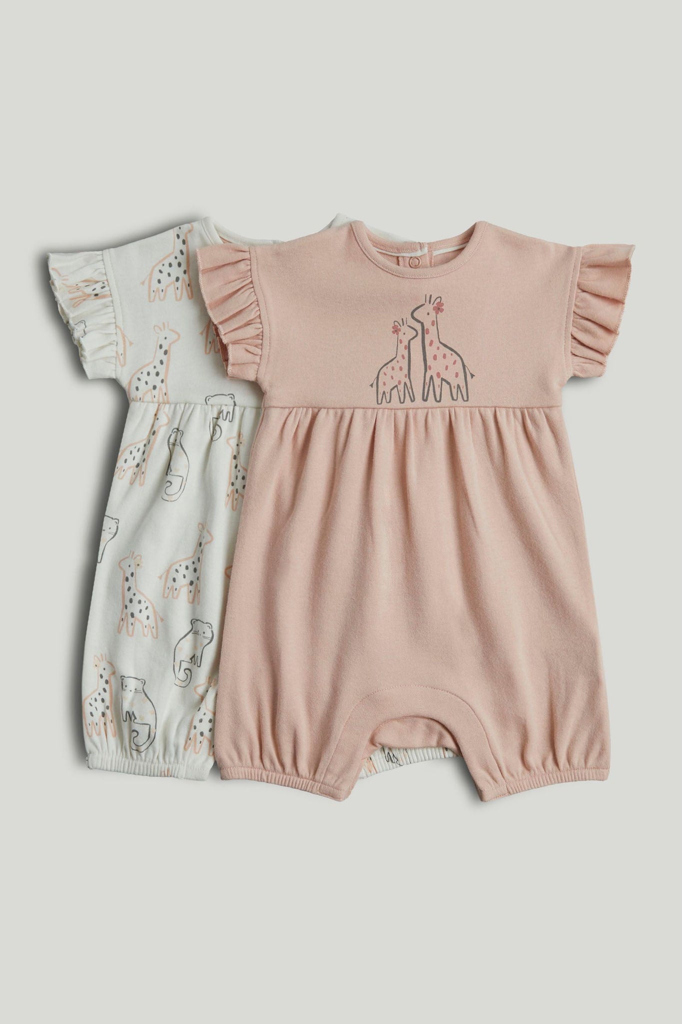 2 Pack Safari Rompers - Cream / 12-18 Months