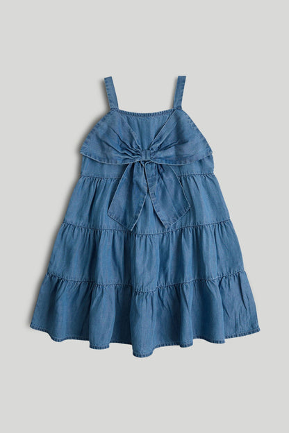 Blue Chambray Occasion Dress - Blue / 12-18 Months