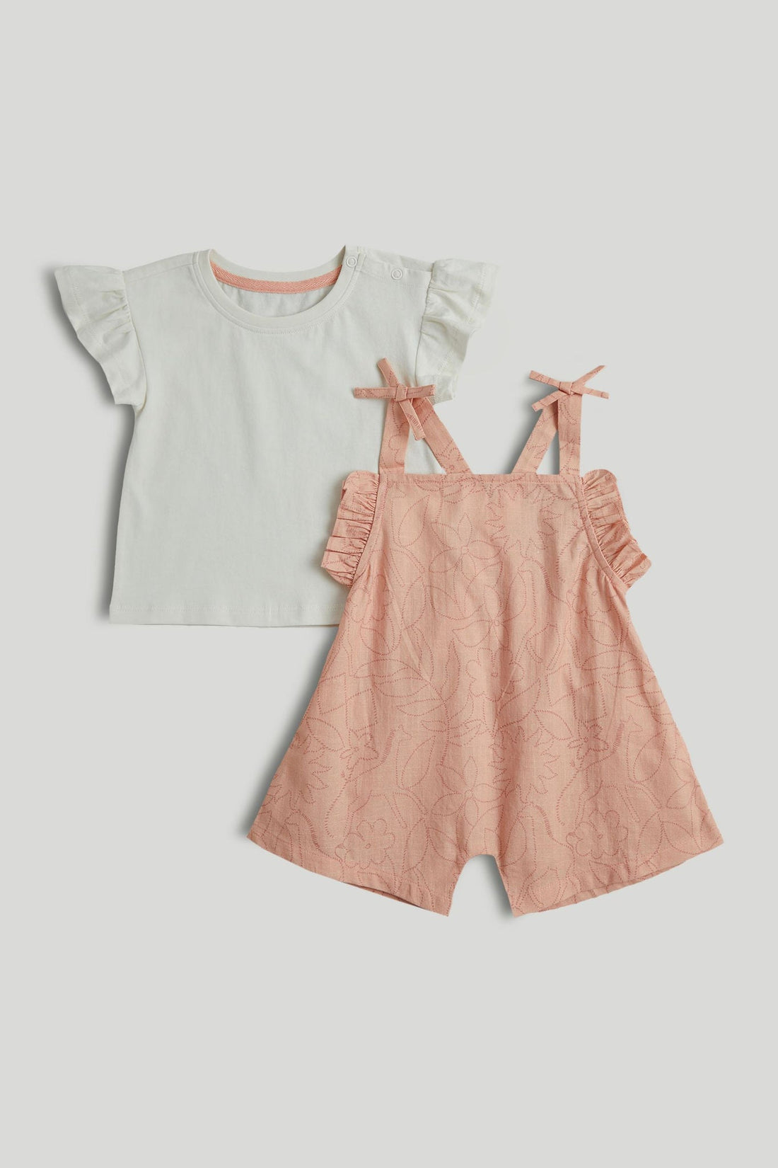Peach Dungarees and T-Shirt Outfit - Multi / 12-18 Months