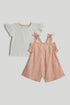 Peach Dungarees and T-Shirt Outfit - Multi / 12-18 Months