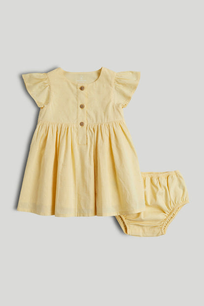 My First Dobby Dress and Knickers Outfit - Light Yellow / 12-18 Months