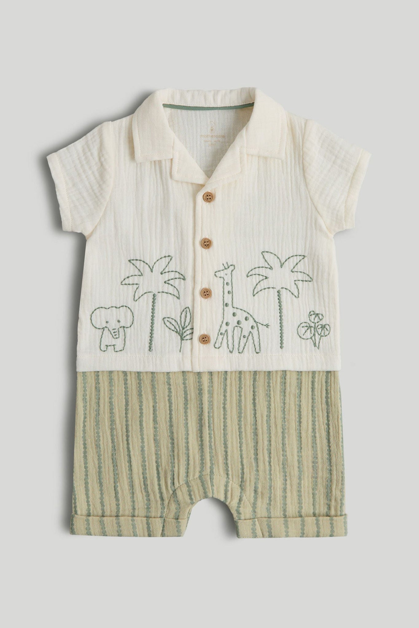 Safari Romper - light green / Up to 1 Month