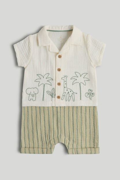 Safari Romper - light green / Up to 1 Month