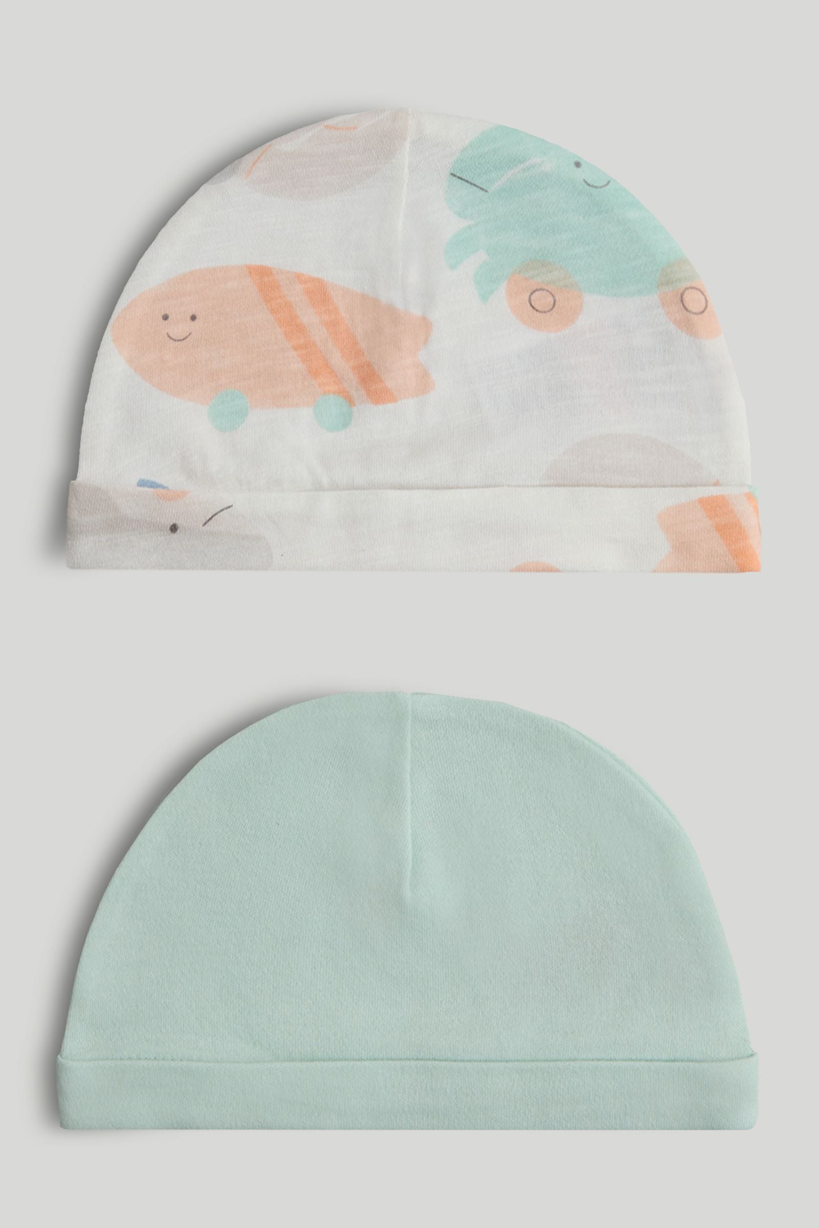 2 Pack Cotton Baby Hats - Multicolor / 6-12 Months