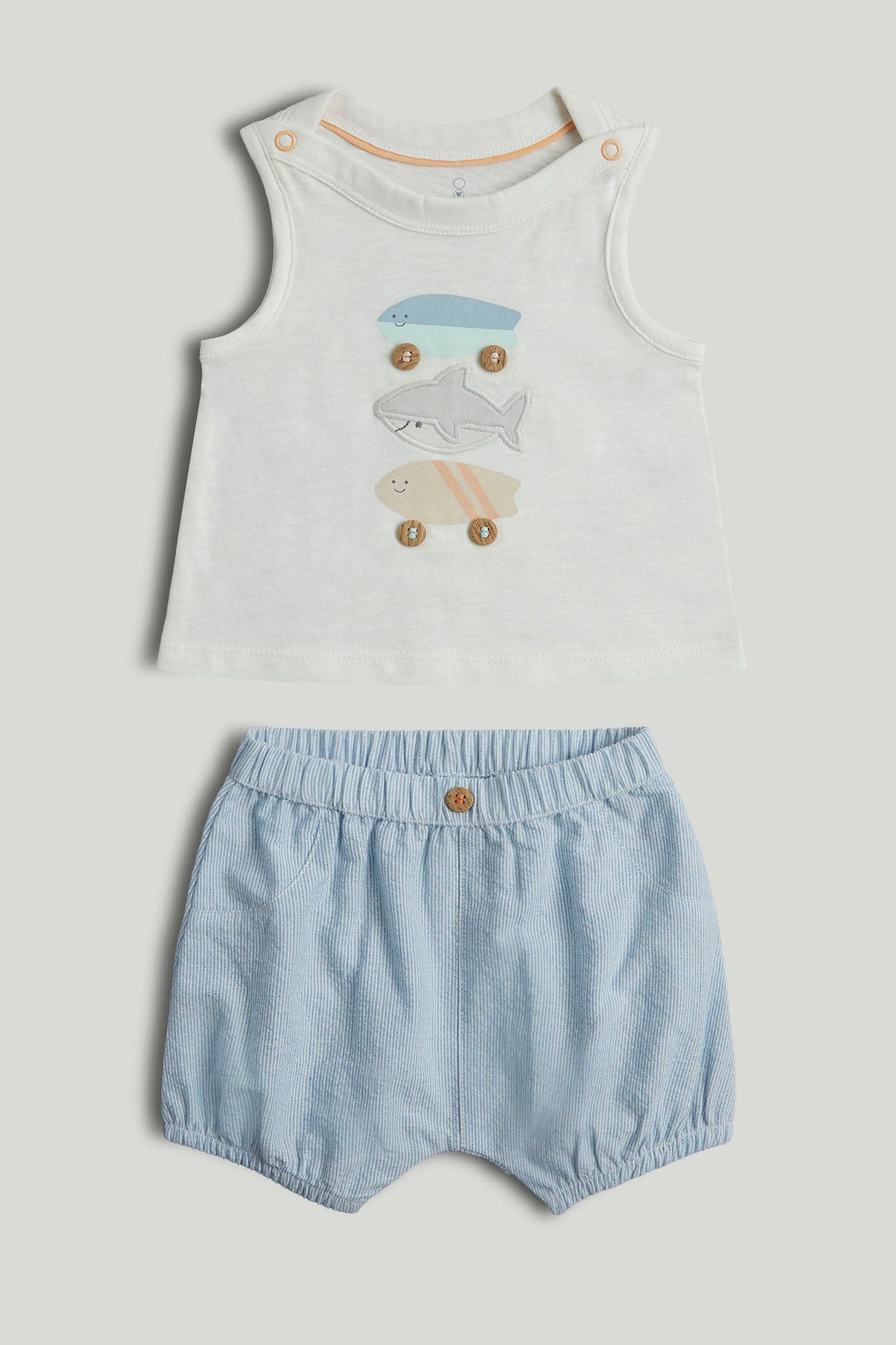 Shark Top and Shorts Outfit - Multicolor / 12-18 Months