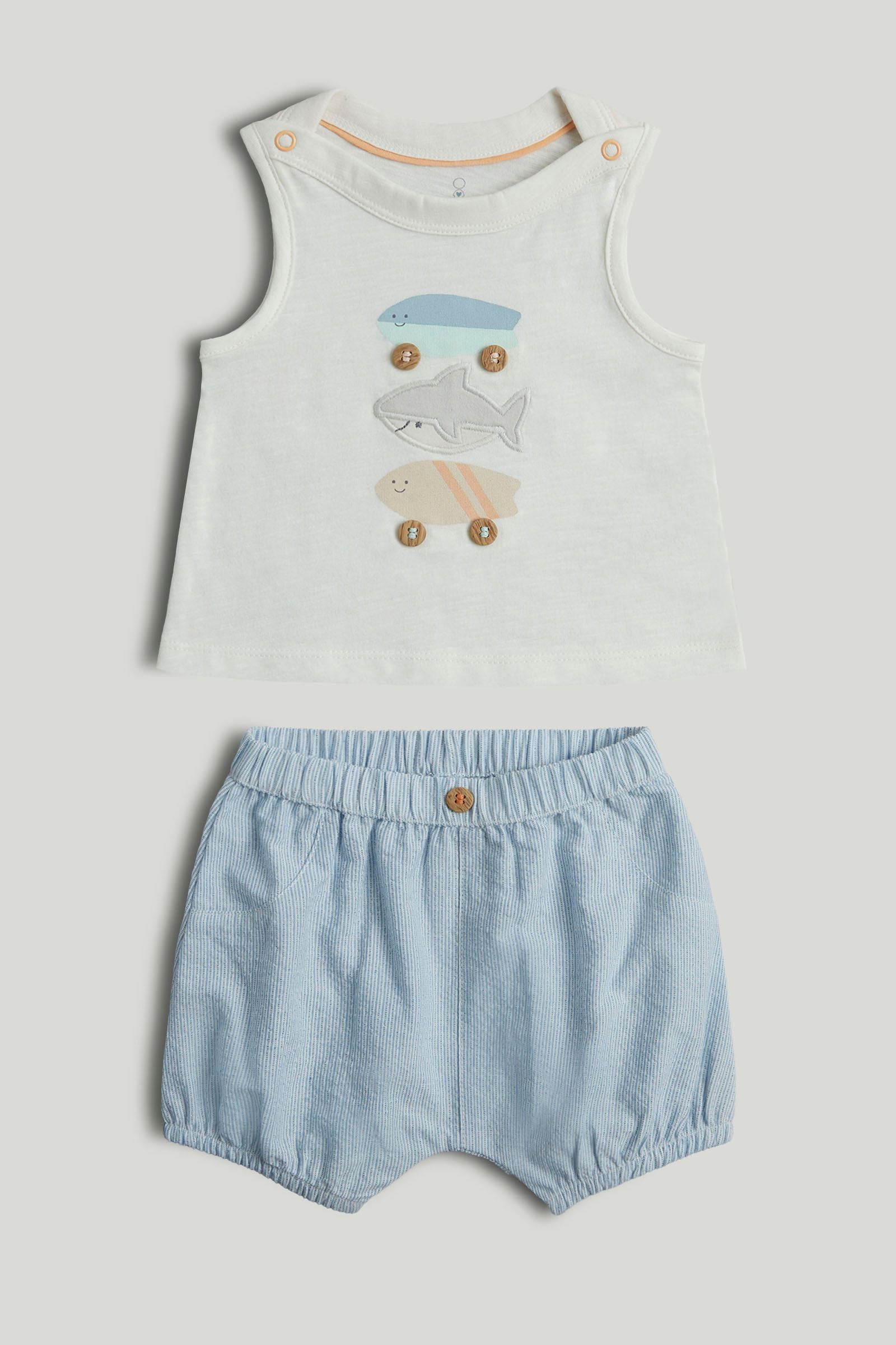 Shark Top and Shorts Outfit - Multicolor / 12-18 Months