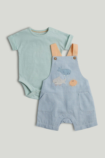 Sea Life Bibshorts and Bodysuit Outfit - Multicolor / Up to 1 Month