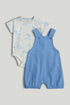 Blue Bibshorts and Bodysuit Outfit - Multi / 12-18 Months