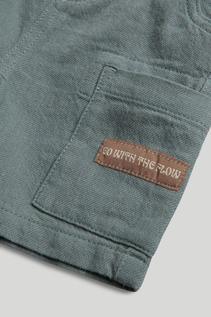 Blue Linen-Look Shorts