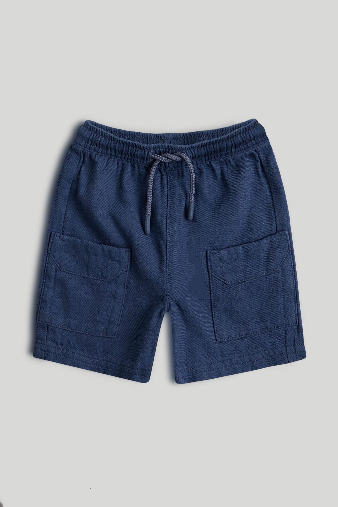Blue Linen-Blend Cargo Shorts - Navy / 12-18 Months