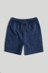 Blue Linen-Blend Cargo Shorts - Navy / 12-18 Months
