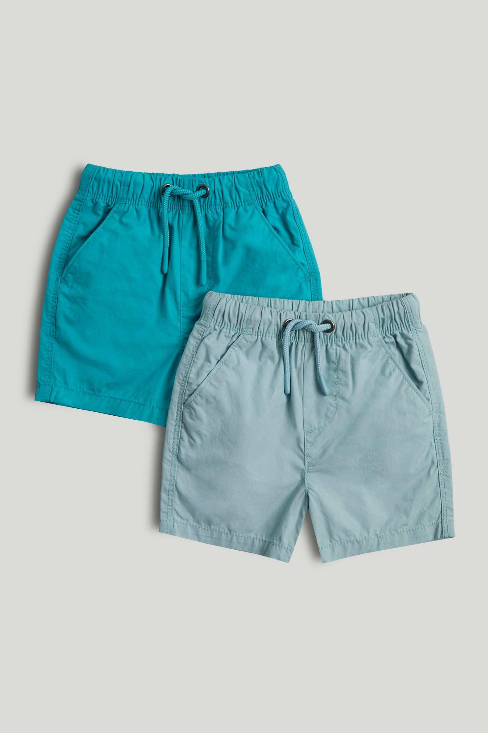 2 Pack Green Poplin Shorts - Multicolor / 12-18 Months