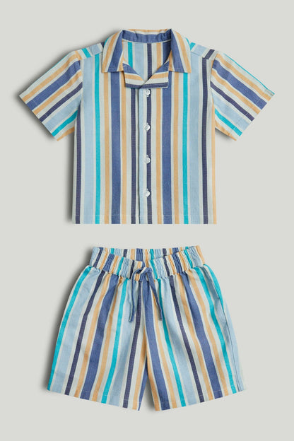 Striped Shirt and Shorts Outfit - Multicolor / 12-18 Months