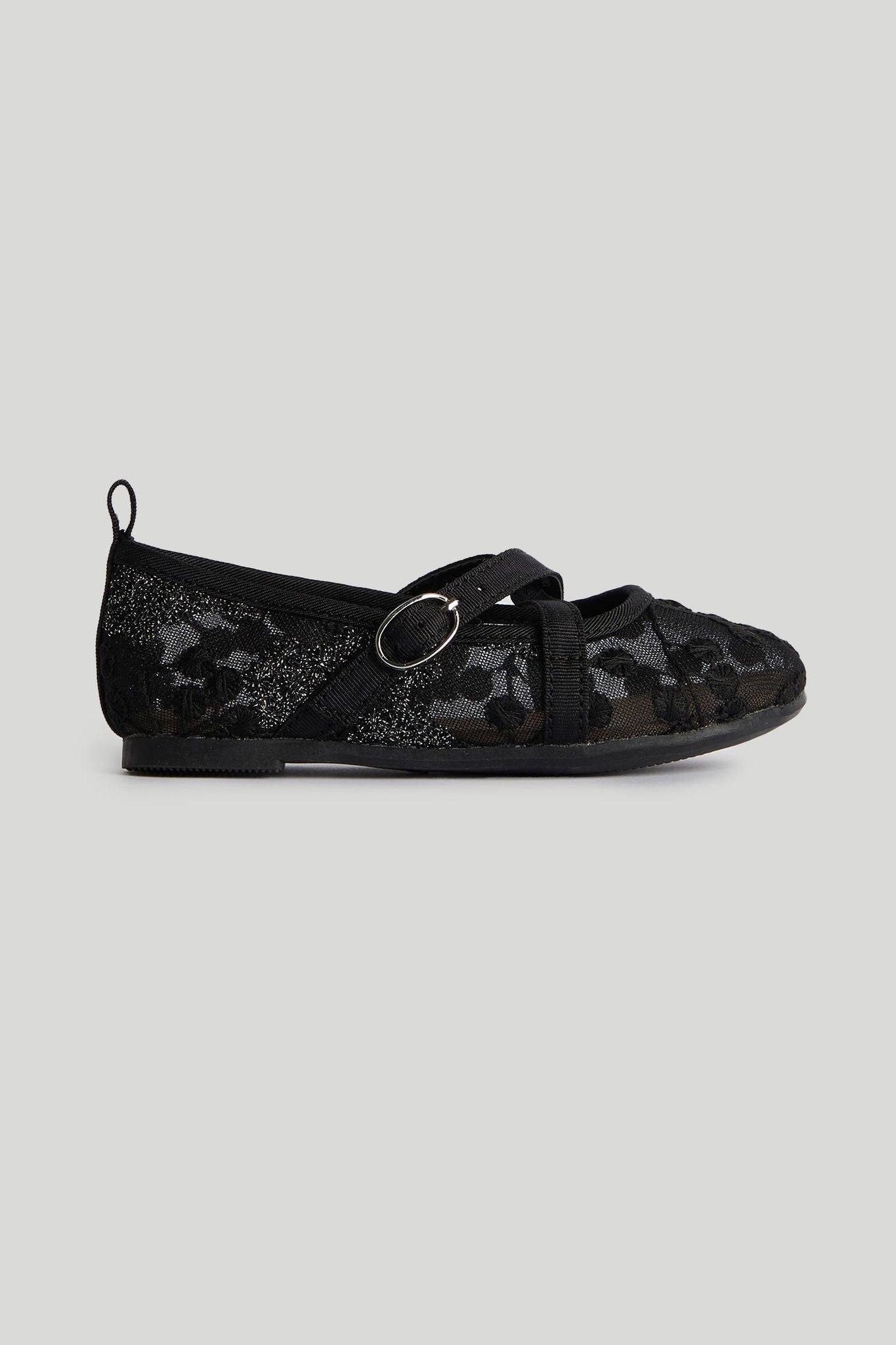 Black Mesh Ballerina Shoes - Black / 6.5-7.5 Years