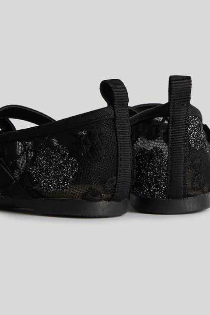 Black Mesh Ballerina Shoes