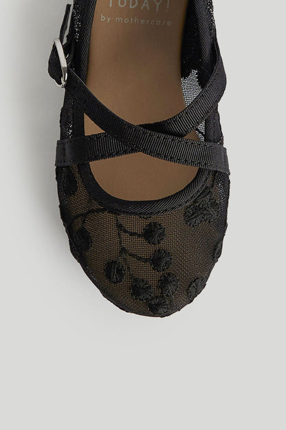 Black Mesh Ballerina Shoes