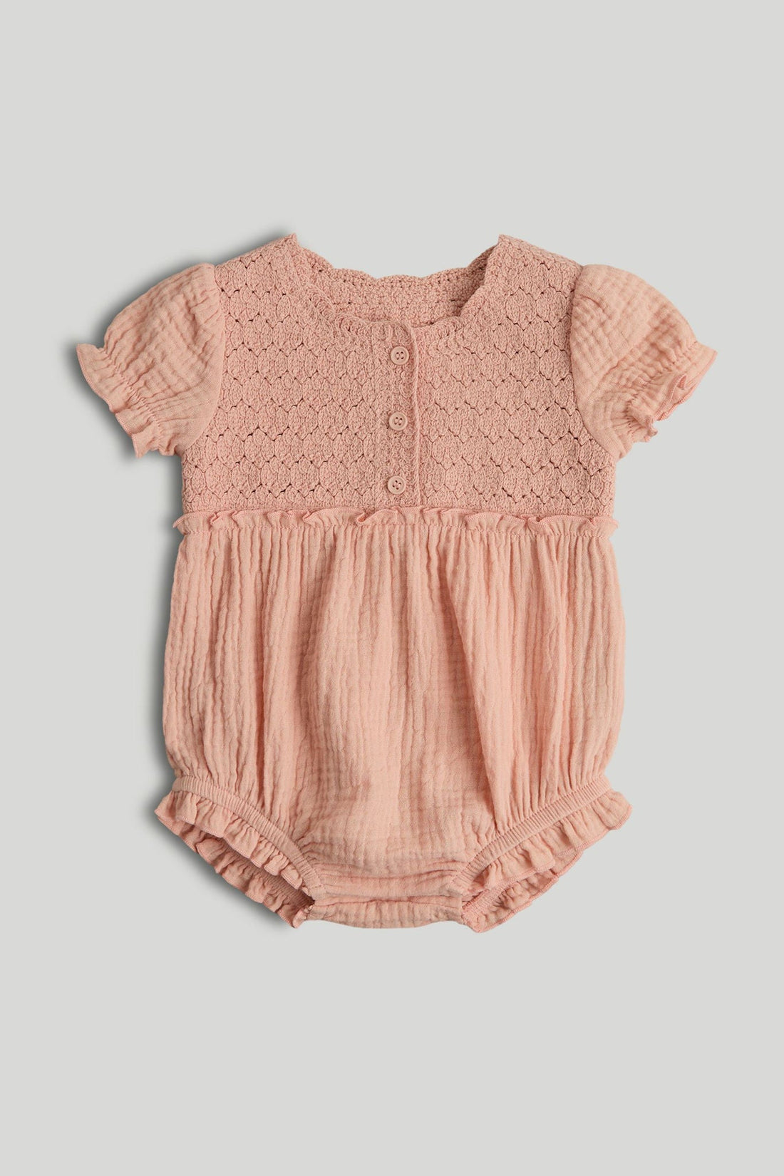 My First Apricot Knitted Romper - Light Pink / Up to 1 Month