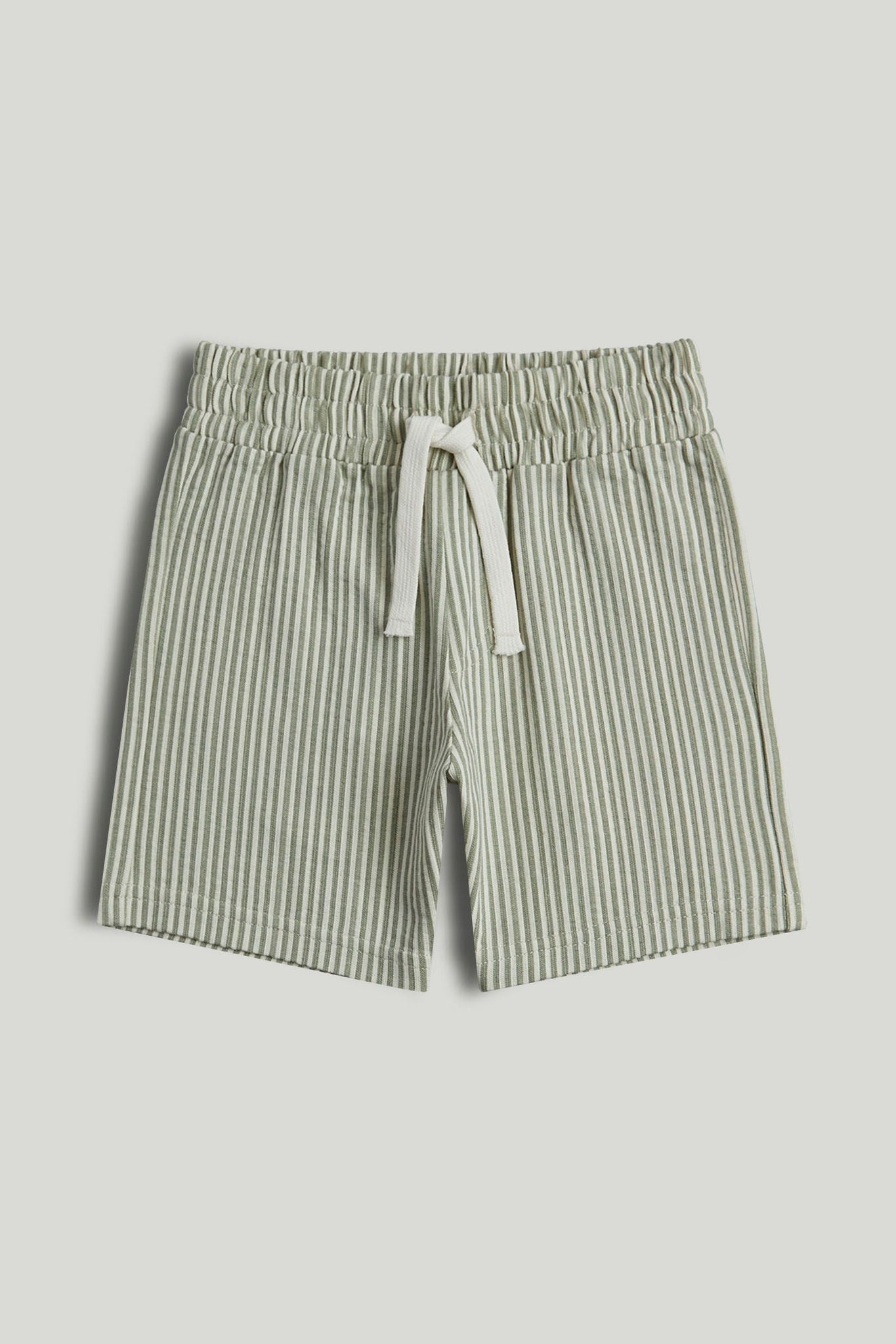Green Striped Shorts - Khaki / 12-18 Months