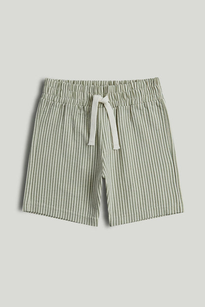 Green Striped Shorts - Khaki / 12-18 Months