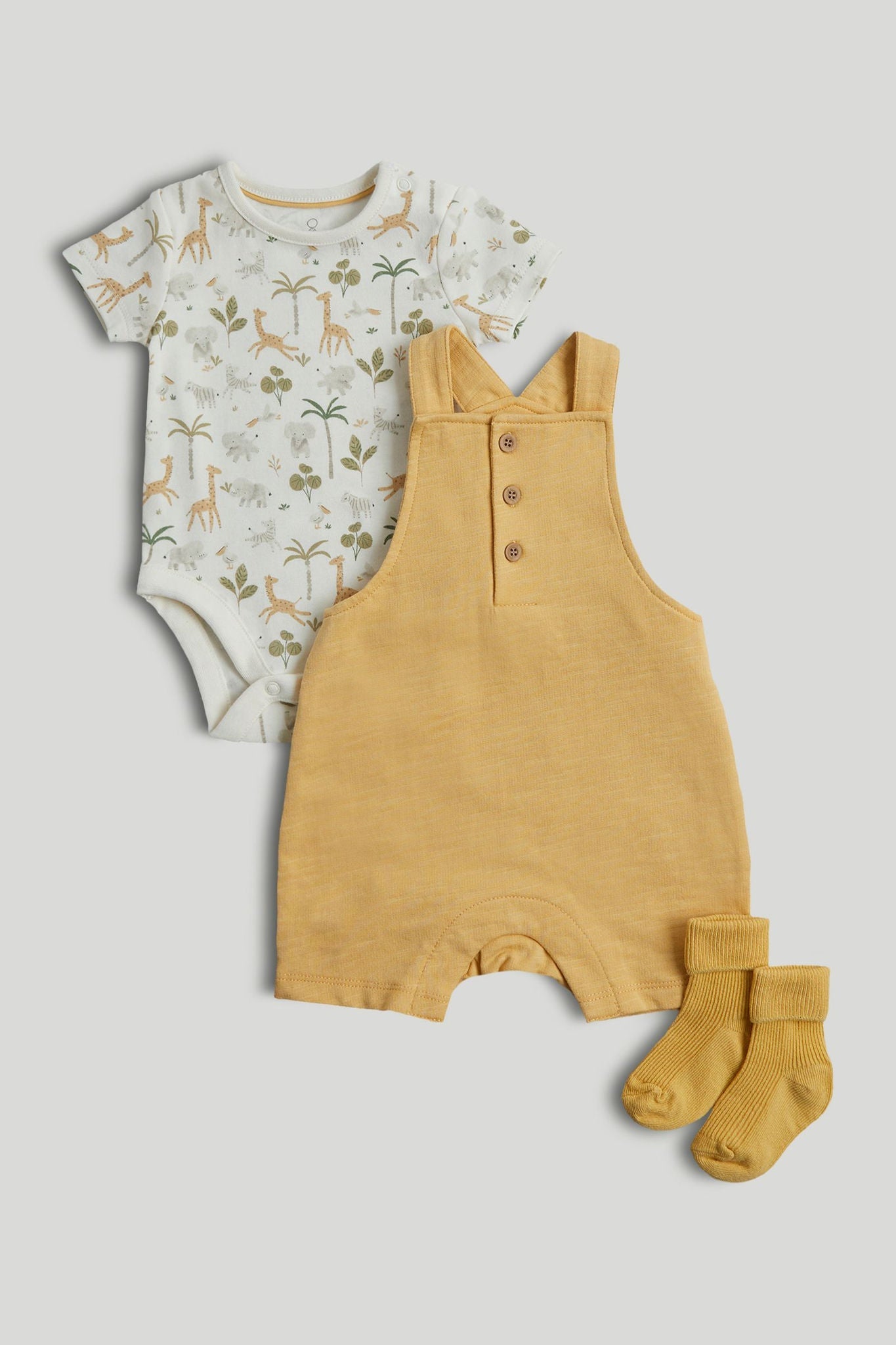 Safari Bibshorts, Bodysuit and Socks Outfit - Multi / Up to 1 Month