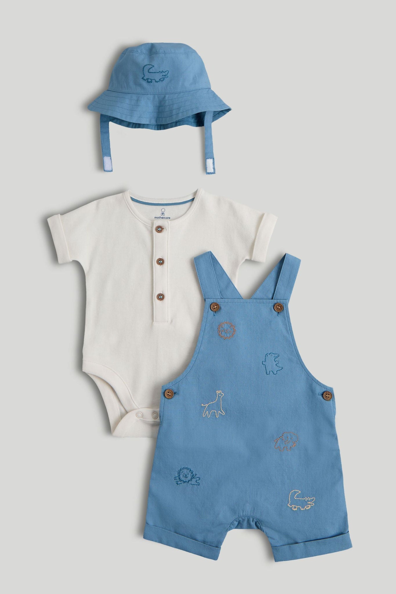 Bibshorts, Bodysuit and Sun Hat Outfit - Multi / 12-18 Months