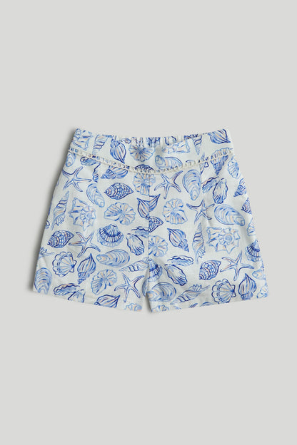 Seashell Bermuda Shorts - Blue / 9-10 Years