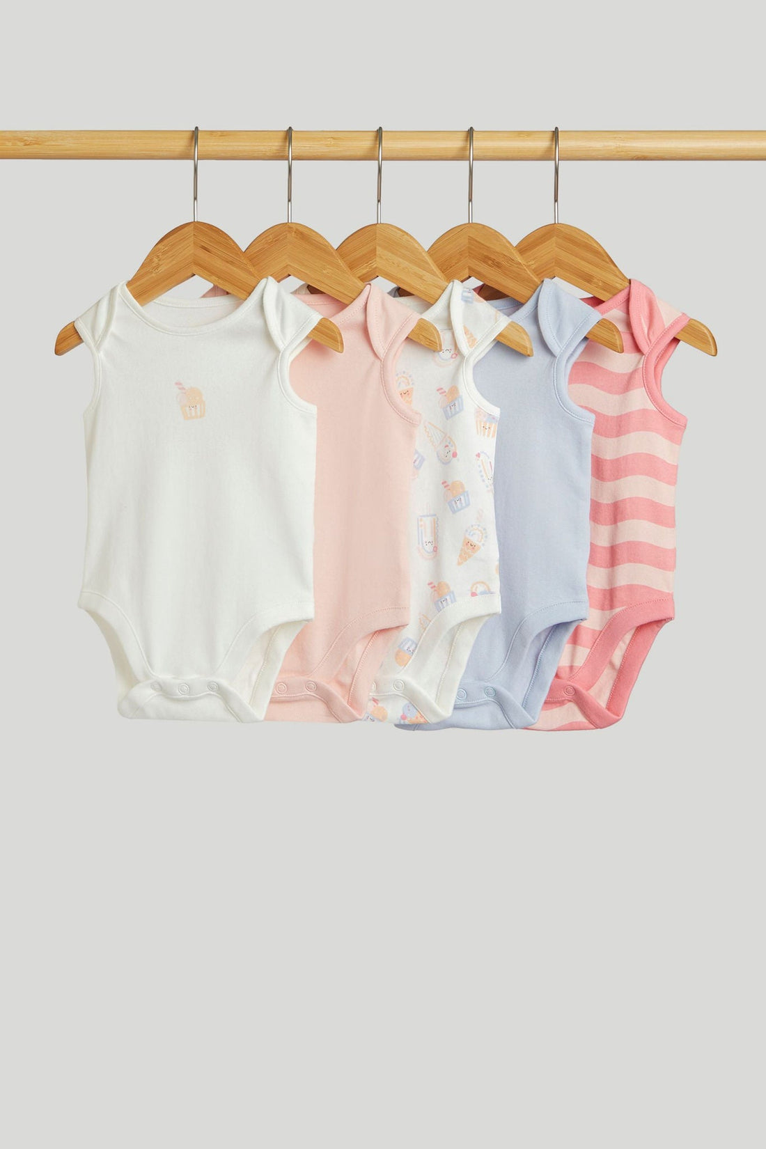 5 Pack Ice Cream Sleeveless Bodysuits - Multi / 12-18 Months