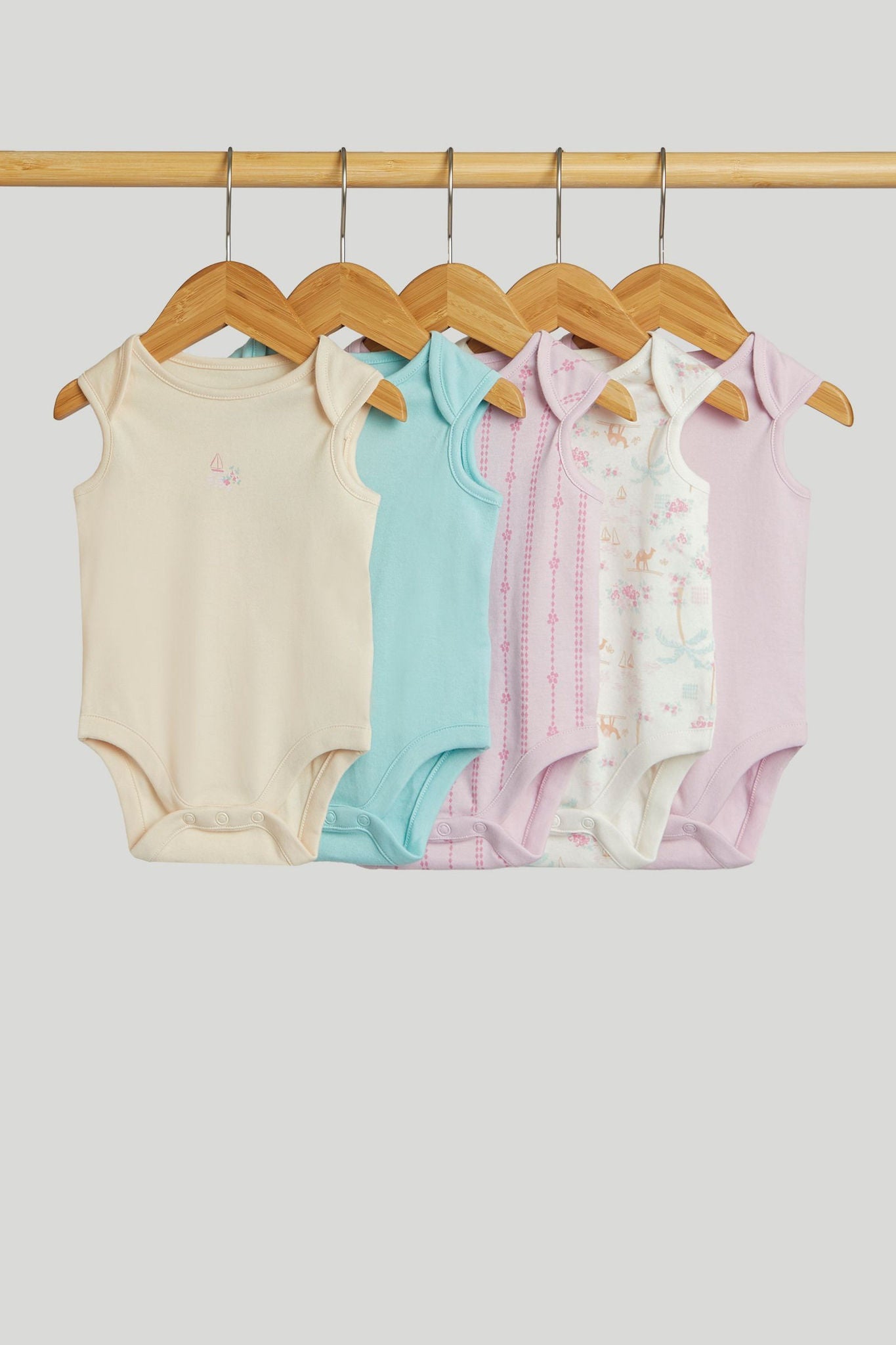 5 Pack Camel Sleeveless Bodysuits - Multi / 12-18 Months