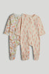 2 Pack Animals Zip-Up Sleepsuits - Multi / 12-18 Months