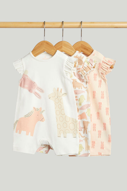 3 Pack Animal Rompers - Multicolor / 12-18 Months