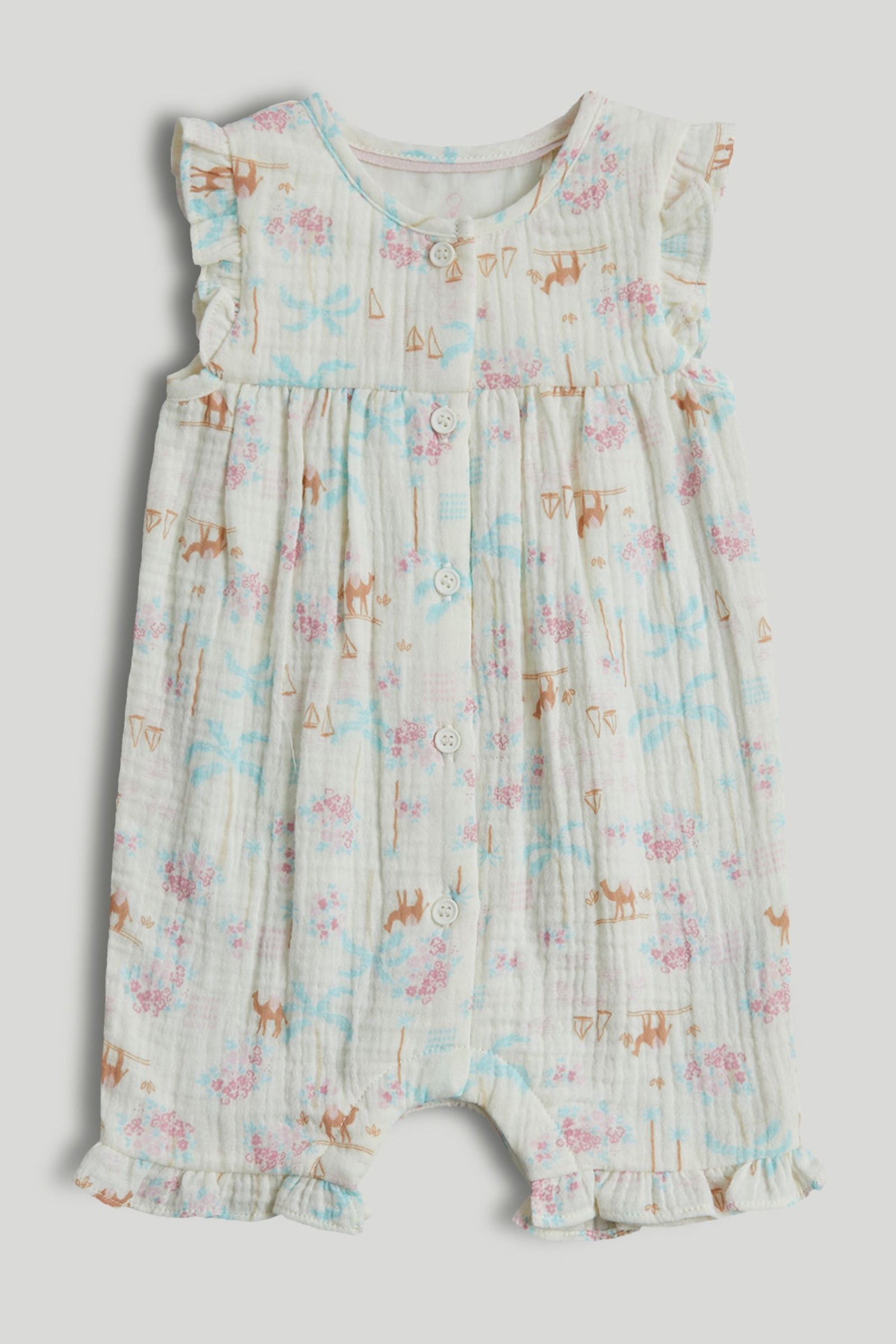 Camel Cotton Romper - Beige / 12-18 Months
