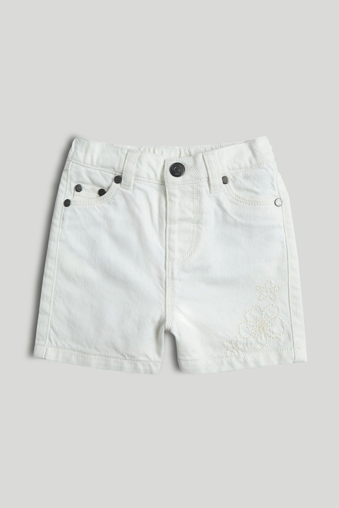 White Denim Shorts - White / 12-18 Months