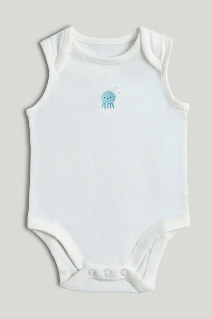 5 Pack Blue Ocean Sleeveless Bodysuits